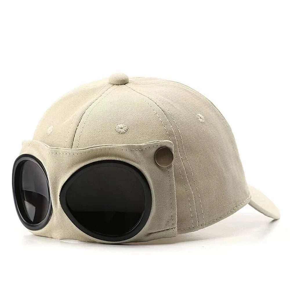 Summer Personality Baseball Cap Aviator Hat with Sunglasses Unisex Outdoor Sports Cap