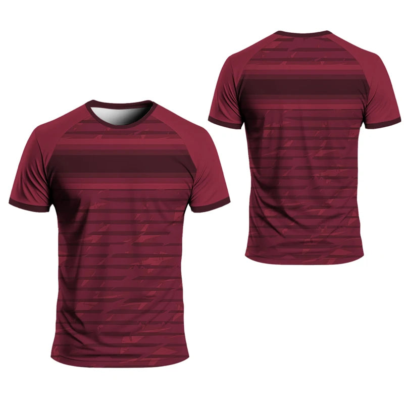Simple Striped Graphic Sports T Shirts For Men Summer Fashion Short Sleeve 3D Printed Fitness T-shirts Casual Oversized Tees
