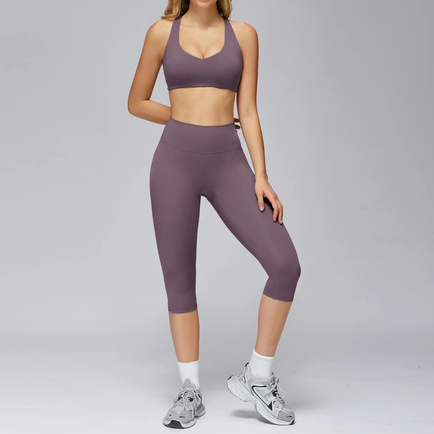 Yoga Set 2 Pieces Sports Outfits Female Clothing Fitness Vest Sportswear Women Tracksuit High Waist Leggings Sport Bra Yoga Suit