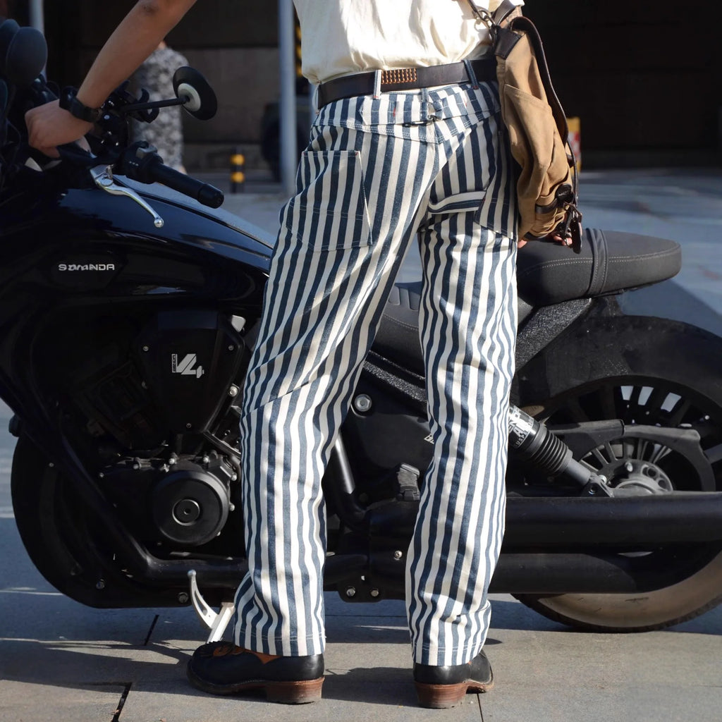 14oz Dense Thicken Heavyweight Striped Pants for Men Good Quality Winter Fall America Style Loose Casual Vintage Worker Trouser