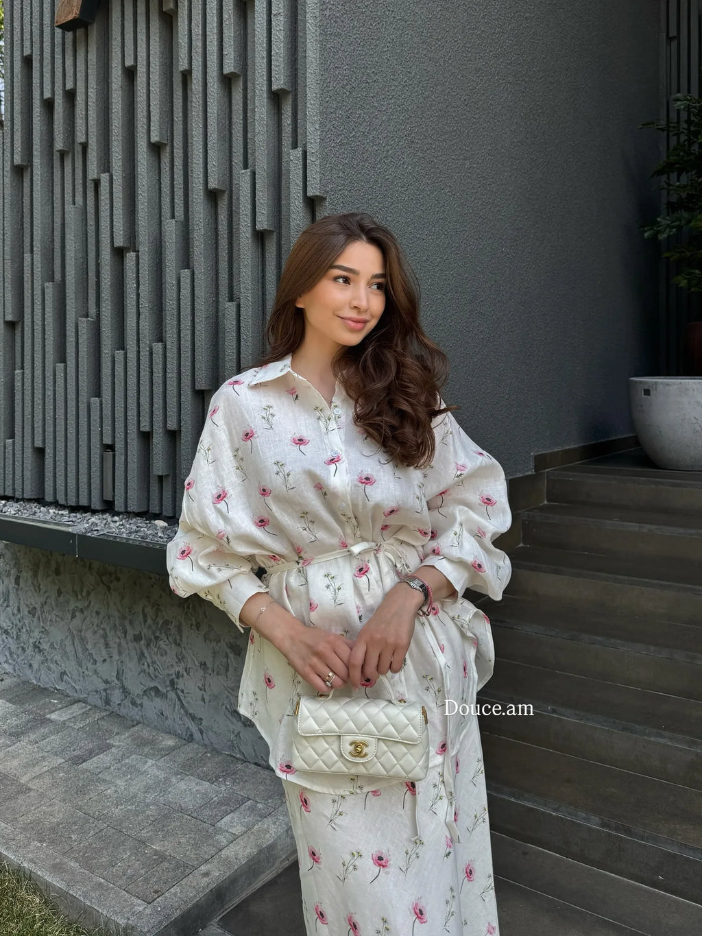 Women Two Piece Sets Skirt Set Floral Print Lantern Sleeve Turn Down Collar Shirt Long Skirts A Line Lace Up Y2k Elegant Work