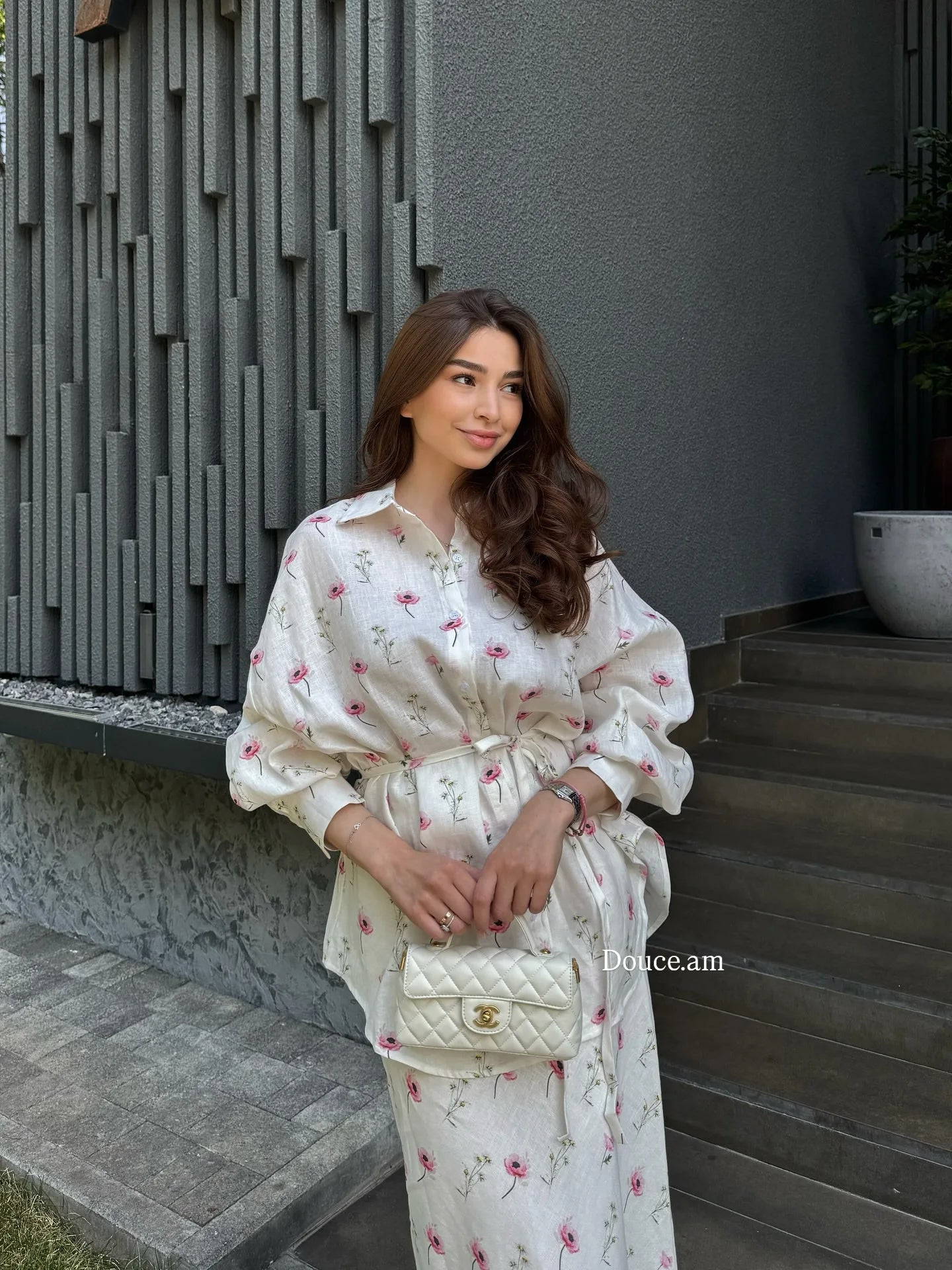 Women Two Piece Sets Skirt Set Floral Print Lantern Sleeve Turn Down Collar Shirt Long Skirts A Line Lace Up Y2k Elegant Work