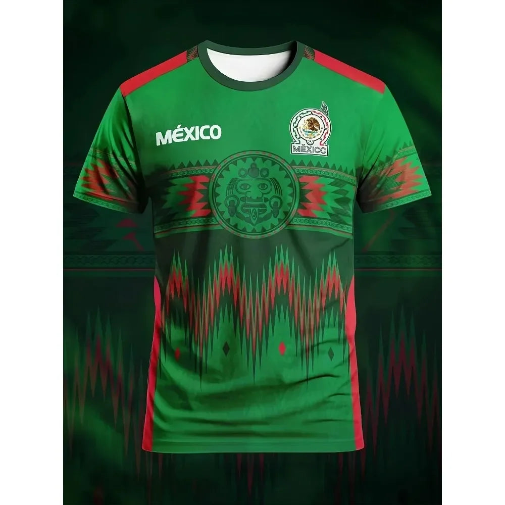 Mexico 3D Printed Football Jersey T-shirts 2025 Summer Men's Women's Same Quick-drying Tees Outdoor Sports Tops Training Clothes