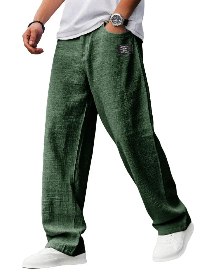 2026 Vintage Men's Loose Straight Pants Casual Breathable Badge Streetwear Trousers Fashion Daily Sports Jogger Pants For Men