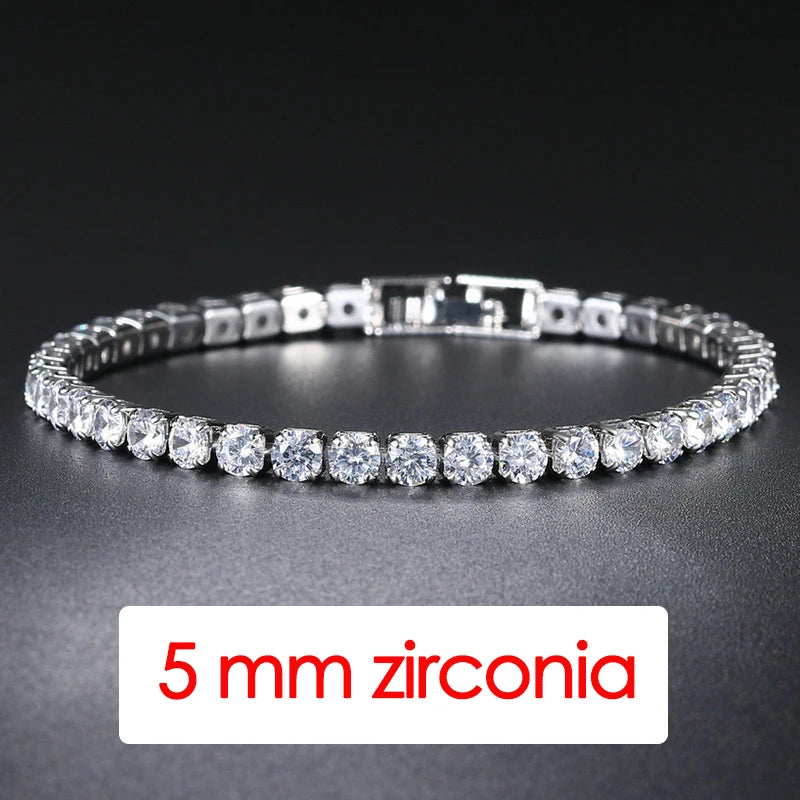 Luxury Crystal Tennis Bracelet Hip Hop Bracelet for Men Homme Trendy Punk Zirconia Couple  Chain on The Hand Streetwear Jewelry