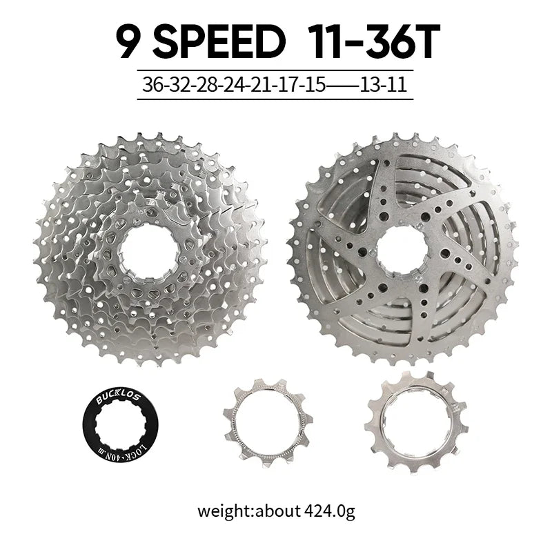 BUCKLOS Bike Cassette 8/9 Speed Bicycle Freewheel 11-25T/28T/32T/34T/36T/40T Road Mountain Bike Cassette for HG Hub Bicycle Part