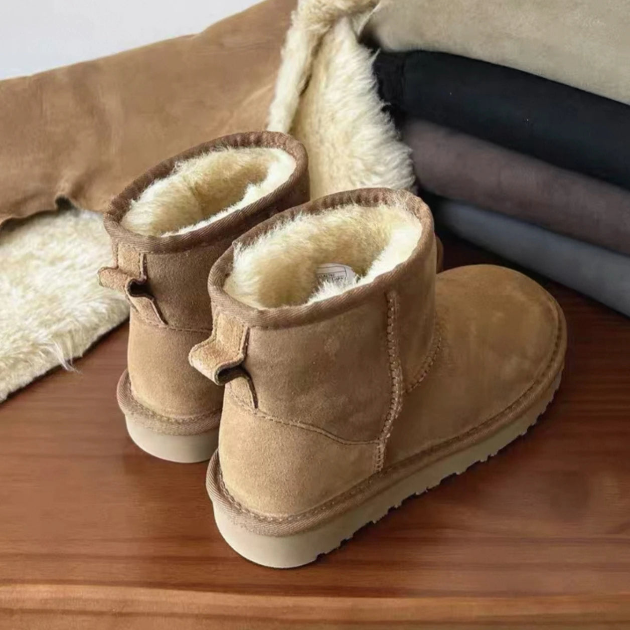 2026 New Design Winter Boots Women Super Mini Real Sheepskin Wool Comfort Warm Natural Fur Shoe Man Classic Snow Boot Size 35-44