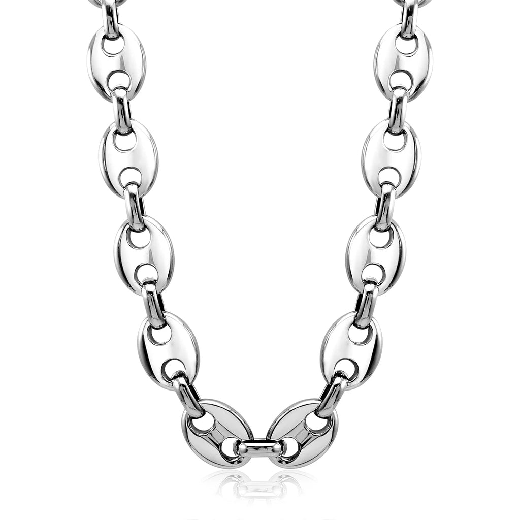 Fashion PVD 18K Gold Plating Chain Necklaces for Men Women New Stainless Steel Coffee Bean Link Necklace Punk Jewelry