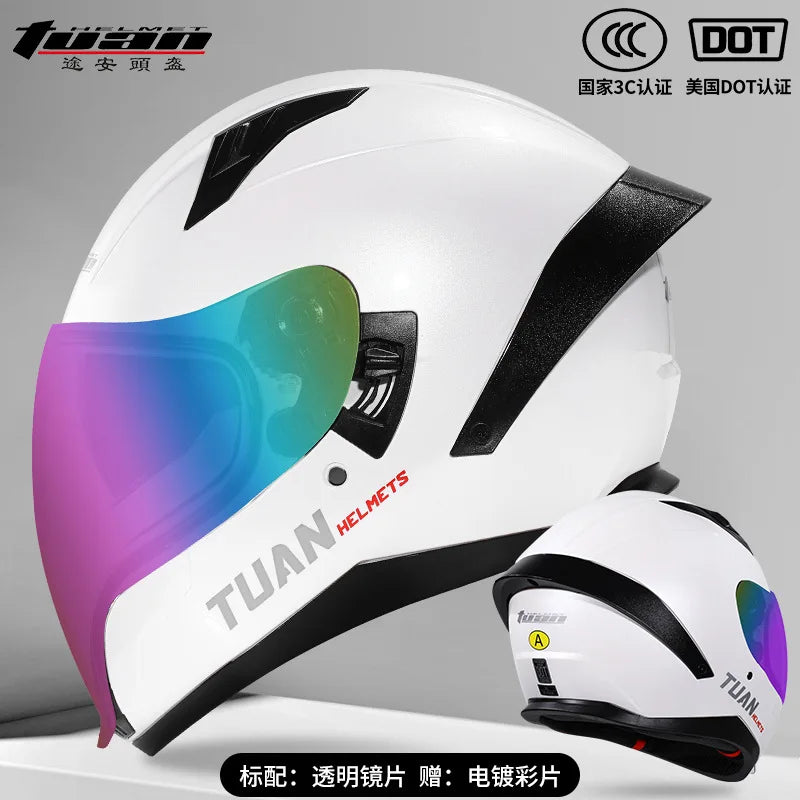 2026 New Motorcycle Helmet Standard DOT Double Mirror Drinkable Water Ghost Face Helmet Cycling Locomotive Full Helmet