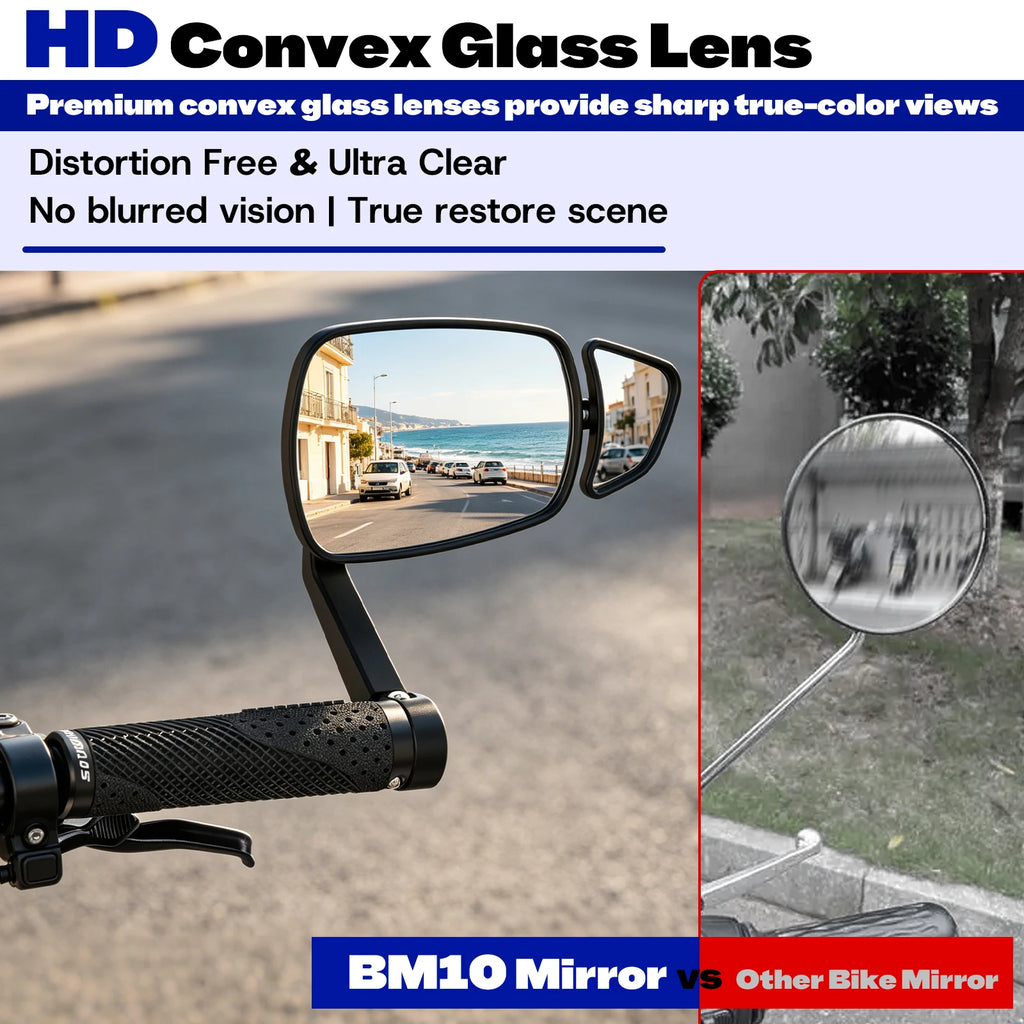 BUCKLOS Bike Rear View Mirror 360° Adjustable Wide Angle Anti-Glare Handlebar Plug Rearview Mirror E-Bike Small Auxiliary Mirror