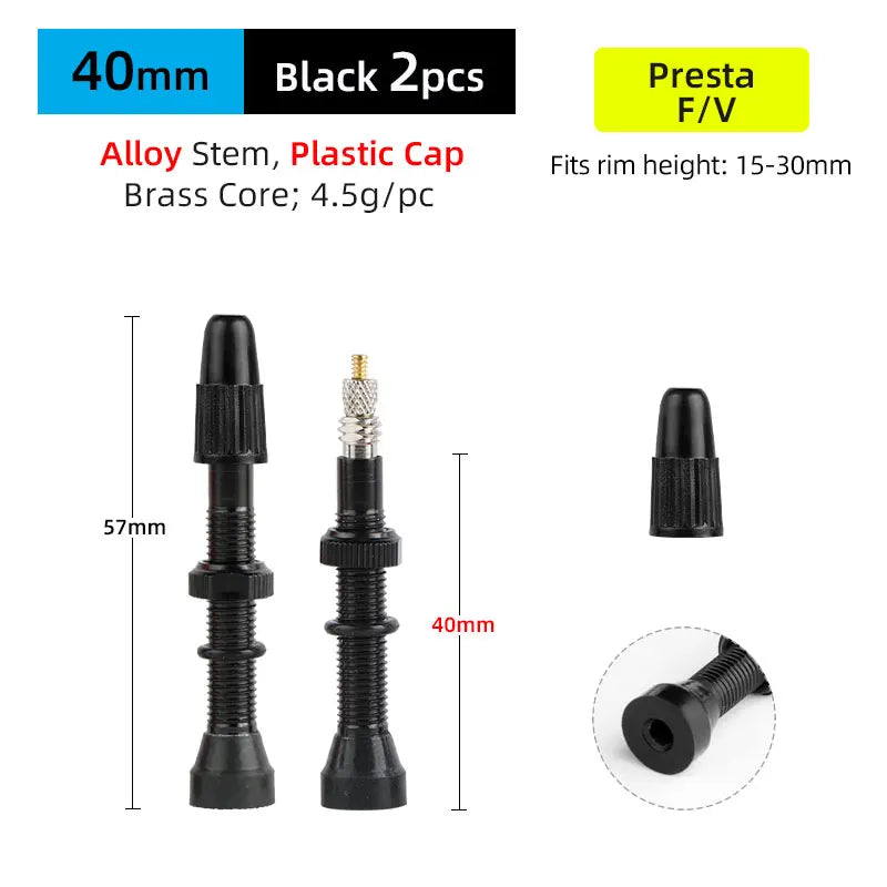 Deemount 2pcs 40/60/80mm Bike Presta/FV Valve Stem for Tubeless Tire MTB Road Bike Bicycle No Tube Rim Parts