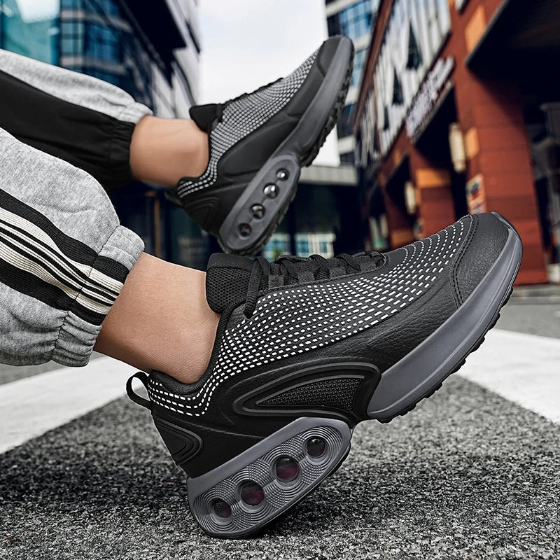 Mens Running Shoes Trendy PU Leather Luxury Design Cosy Cushioning Sneakers Breathable Street Fashion Fitness Training Shoes