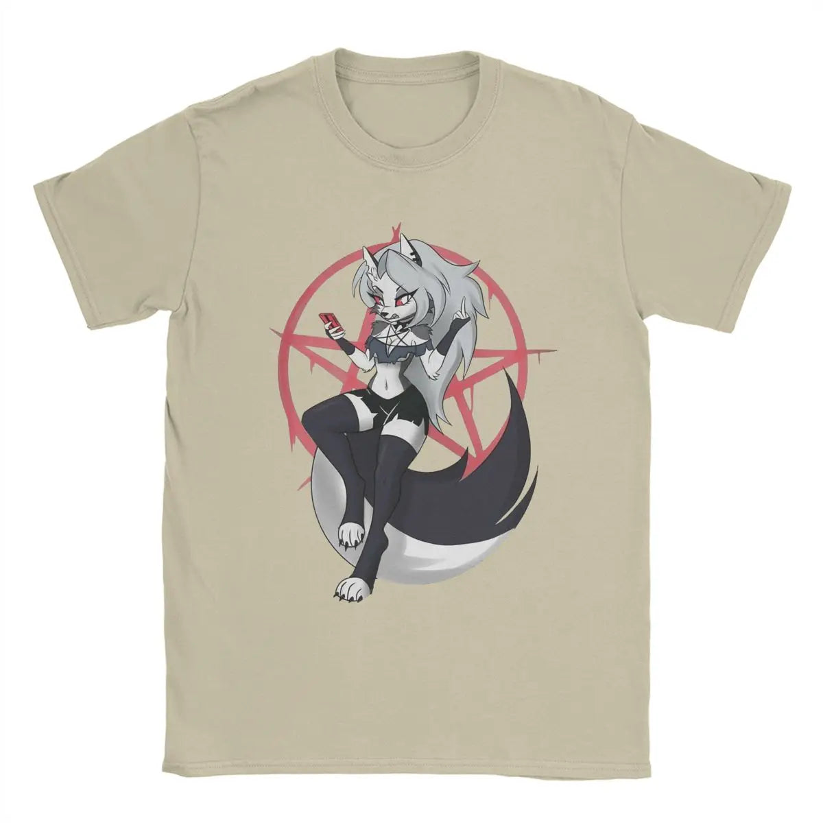 Men T-Shirts Cute Loona Funny Cotton Tee Shirt Short Sleeve Cartoon Helluva-Boss T Shirt Crewneck Clothes Gift Idea