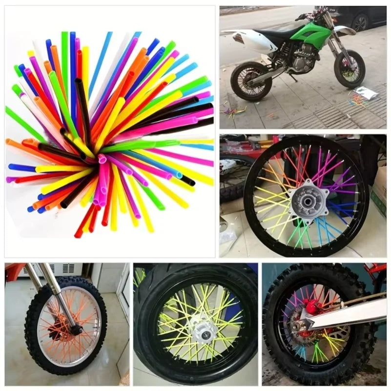 72Pcs Bicycle Off-road Motorcycle Steel Wheel Hub Universal Color Spoke Sleeve Mountain Bike Casing Spoke Retrofit Decoration