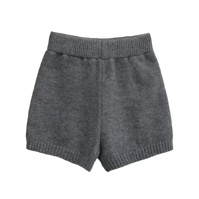 High-Waisted Elastic Knit Shorts Women's Anti-Exposure Outerwear Warm Pants Base Layer Thermal Pants Harajuku Vintage Y2K Shorts