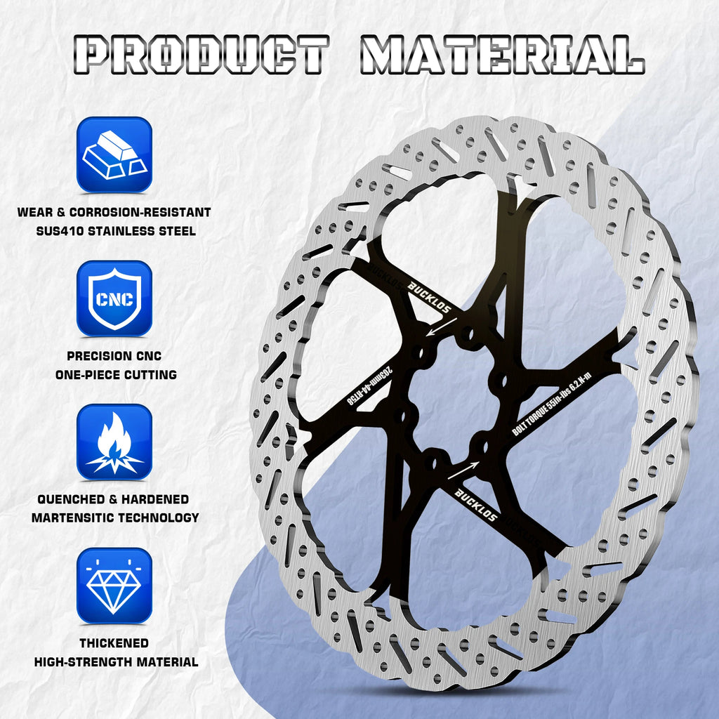 BUCKLOS 2PC Bicycle Rotor Bike Brake Discs 160mm 140mm 180mm 203mm Brake Discs Heat Dissipation Hydraulic Disc Brakes Rotor