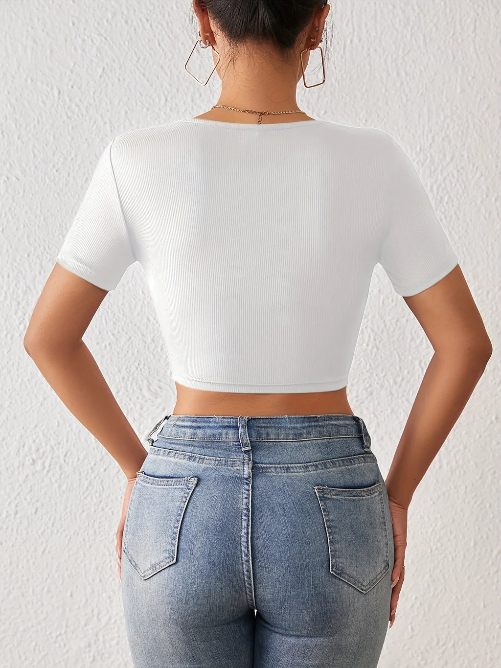 Square Neck T Shirt Basic Short Sleeve Crop Top Women Rib T-shirt Casual Tank Top Slim Female Crop Top Fashion Tee Shirt Y2k