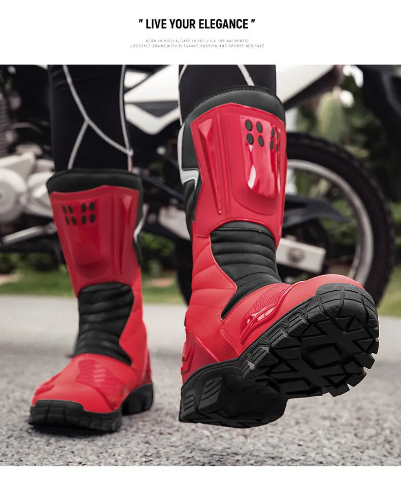 Moto Boots Motorcycle Breathable Off-road Men Women Leather Waterproof Pull Boots 47 Locomotive Equipment Summer Cycling Shoes