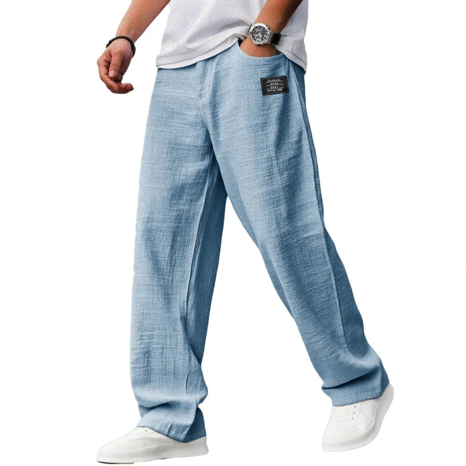 2026 Vintage Men's Loose Straight Pants Casual Breathable Badge Streetwear Trousers Fashion Daily Sports Jogger Pants For Men