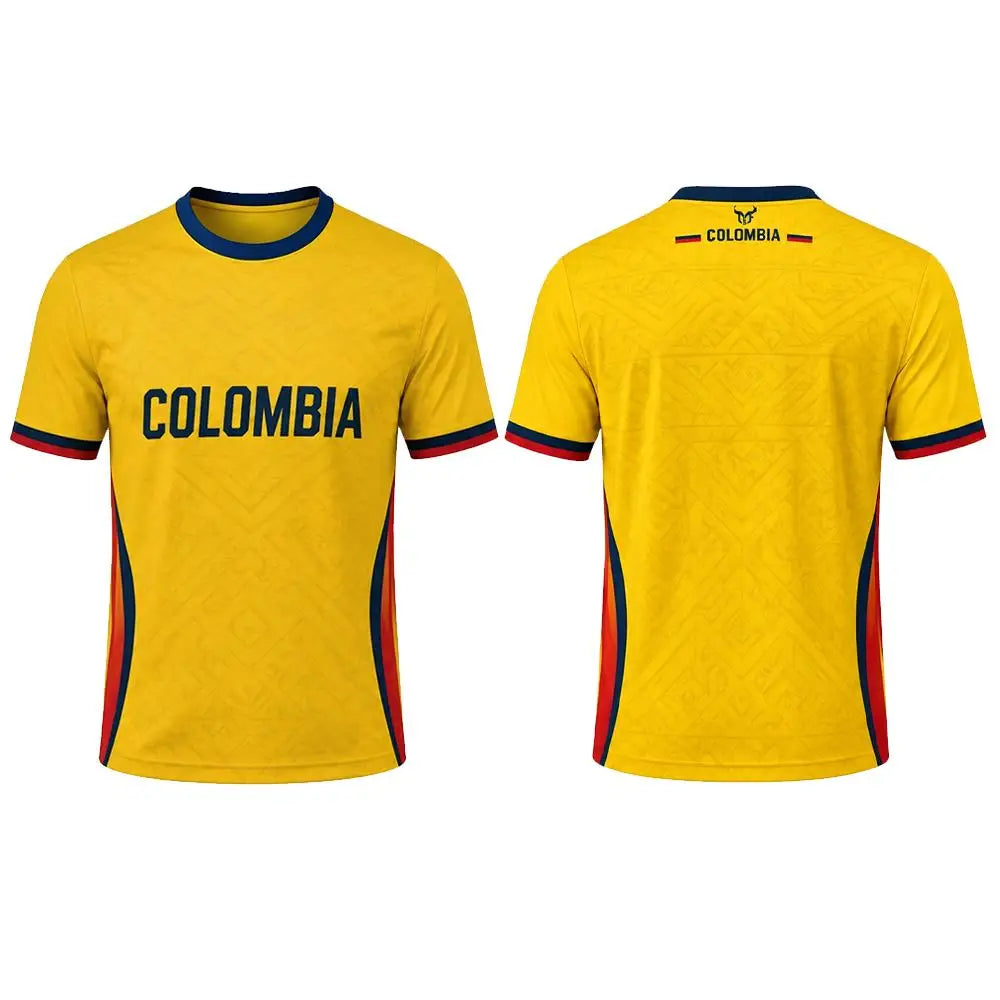 New Colombia Flag Colors Print Soccer Jersey Stadium Sports Training Breathable Soccer T-Shirt Men's Outdoor Casual O-neck Tops