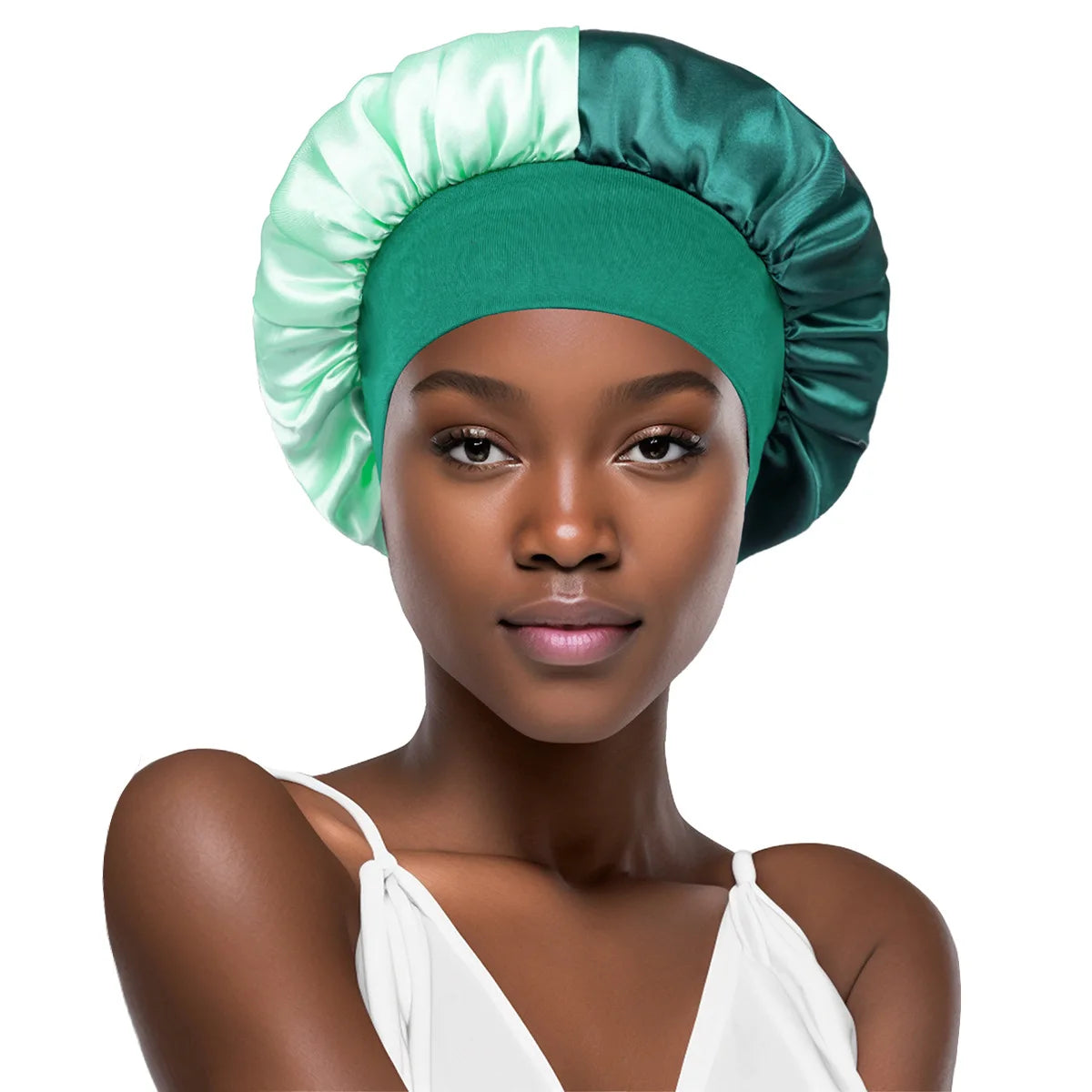 Women Wide Edge Satin Bonnet Sleeping Hat Double Colors Round Shower Caps Unisex Cap Apparel Accessories