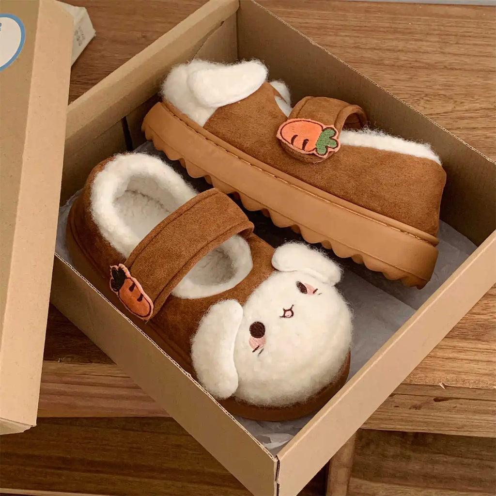 New fuzzy black cat shoes hook loop winter slippers for women indoor mary jane plush shoes mom shallow warm kitty slippers woman