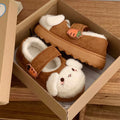 New fuzzy black cat shoes hook loop winter slippers for women indoor mary jane plush shoes mom shallow warm kitty slippers woman