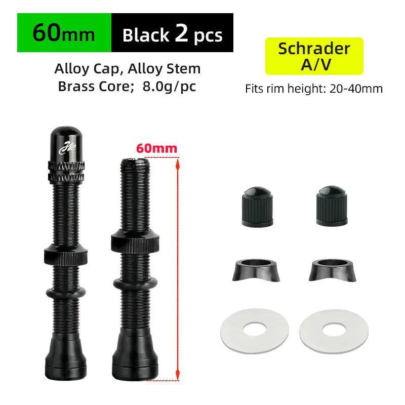Deemount 2PCS Schrader A/V Valves 40/60mm CNC Machined Anodized for MTB Road Bike Tubeless Rims