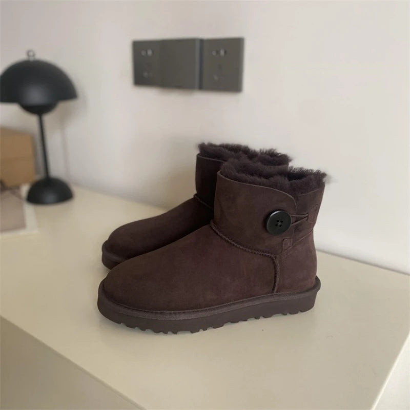 2026 New Design Winter Boots Women Super Mini Real Sheepskin Wool Comfort Warm Natural Fur Shoe Man Classic Snow Boot Size 35-44