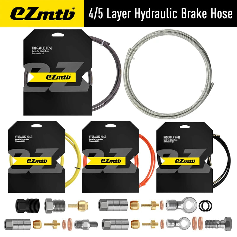 EZMTB Bike Hydraulic Brake Hose 4 Layer kevlar K20 K28 5-Layer Stainless Steel Cable for Shimano Magura Sram Avid Hope Adapters