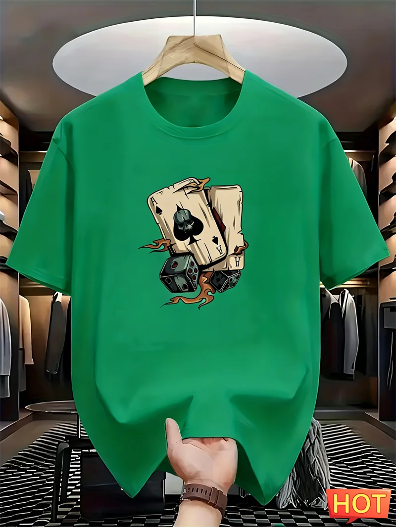 Simple Poker Dice Graphic T Shirts For Men Fashion Trendy Short Sleeve 3D Printed T-shirts Cool Oversized Streetwear Tees Tops