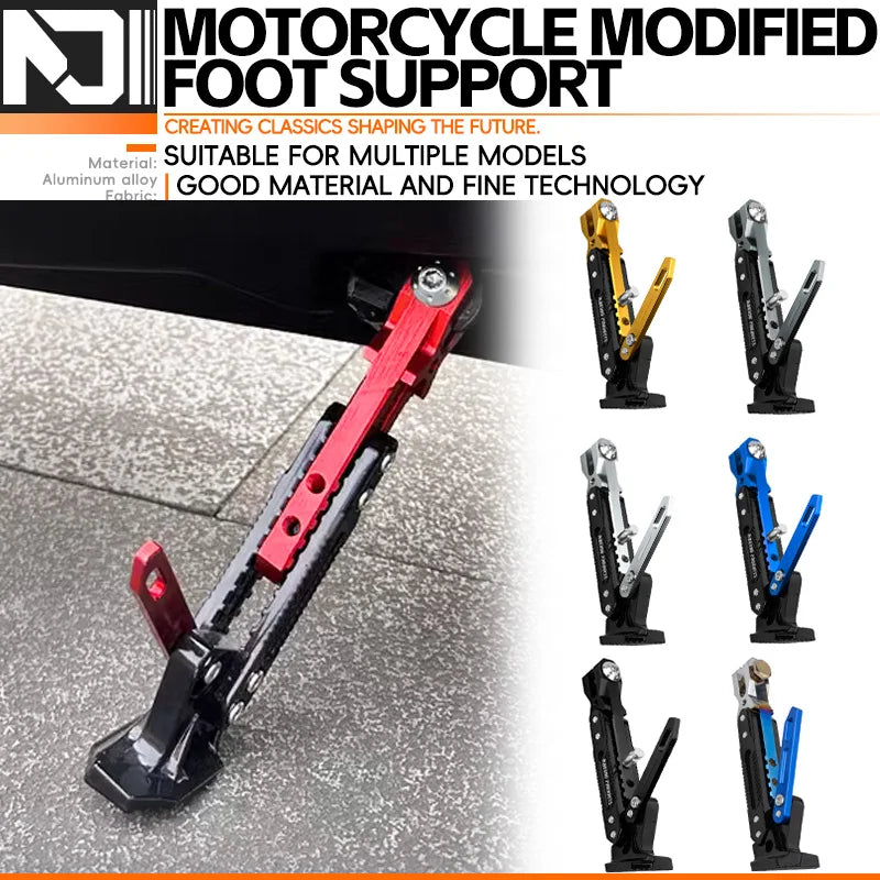 Universal Motorcycle CNC Kickstand Side Support Kick Bracket Foot Stand Adjustable Side Tripod Alloy Motorbike Parking Kickstand