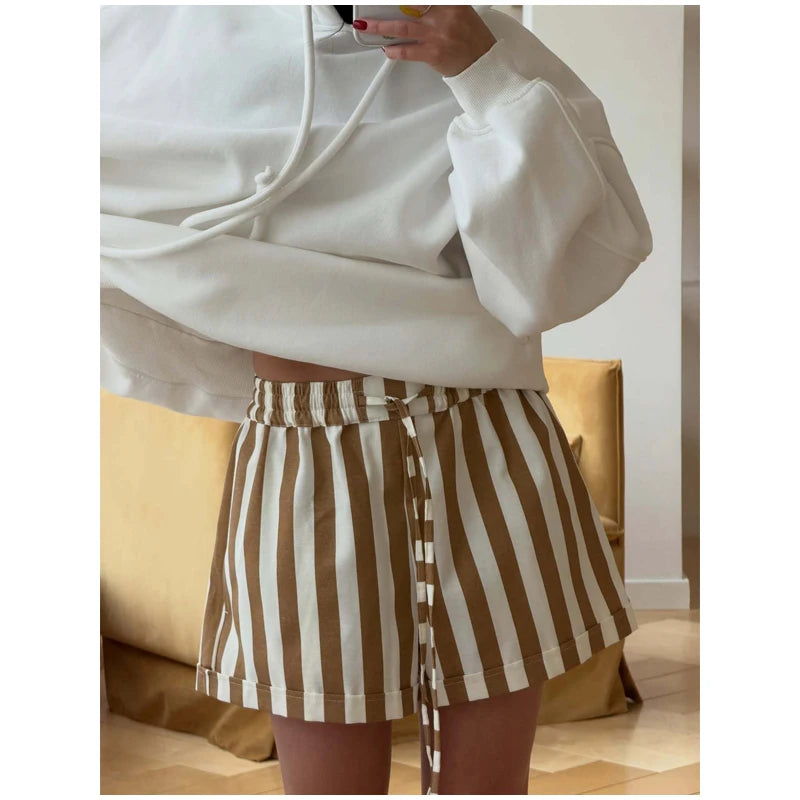 Red White Striped Balloon Pants Women's Elastic Waist Wide Leg Baggy Casual Trouser 2026 Summer New Streetwear Loose Fit Pants