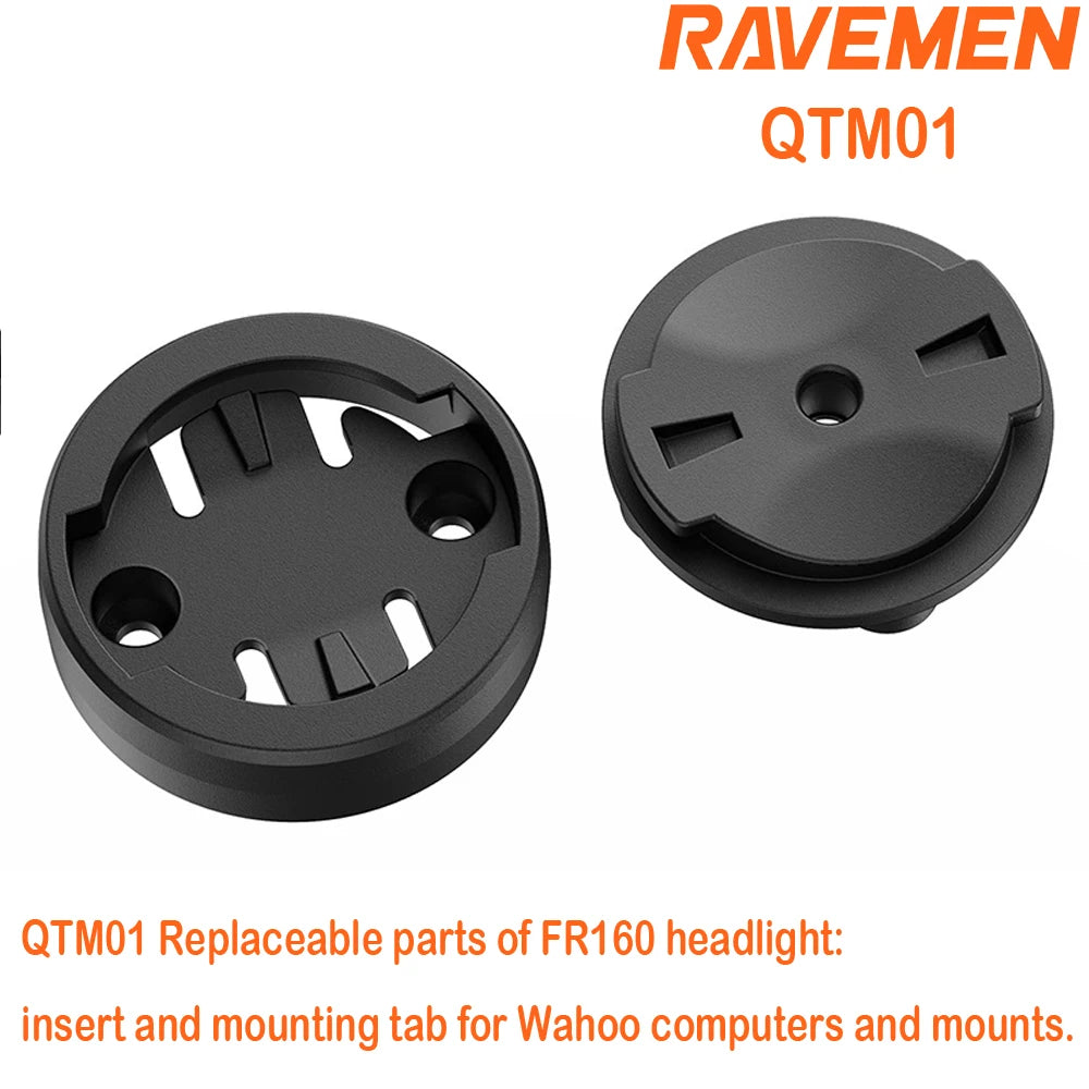 Ravemen FR160 LED Bike Front Light Bicycle Headlight QTM01+QTM03 Mount Tab For Garmin Wahoo Bryton GPS With AGM02 Bottom Mount