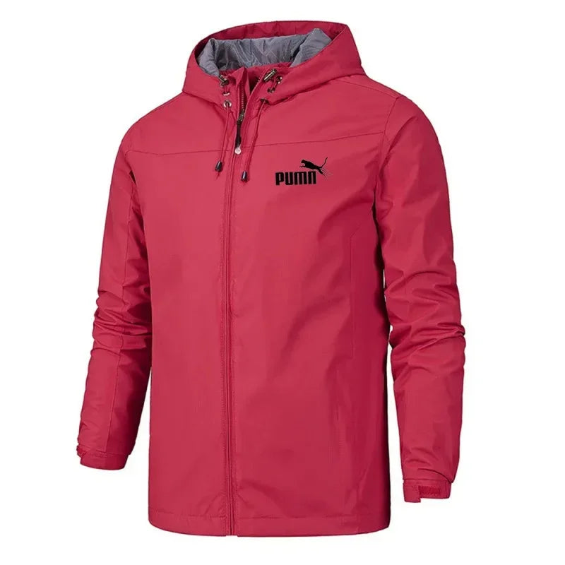 Men's hooded waterproof jacket, camping, outdoor, mountain climbing, windproof, lightweight, long-sleeved outdoor jacket. Suitab