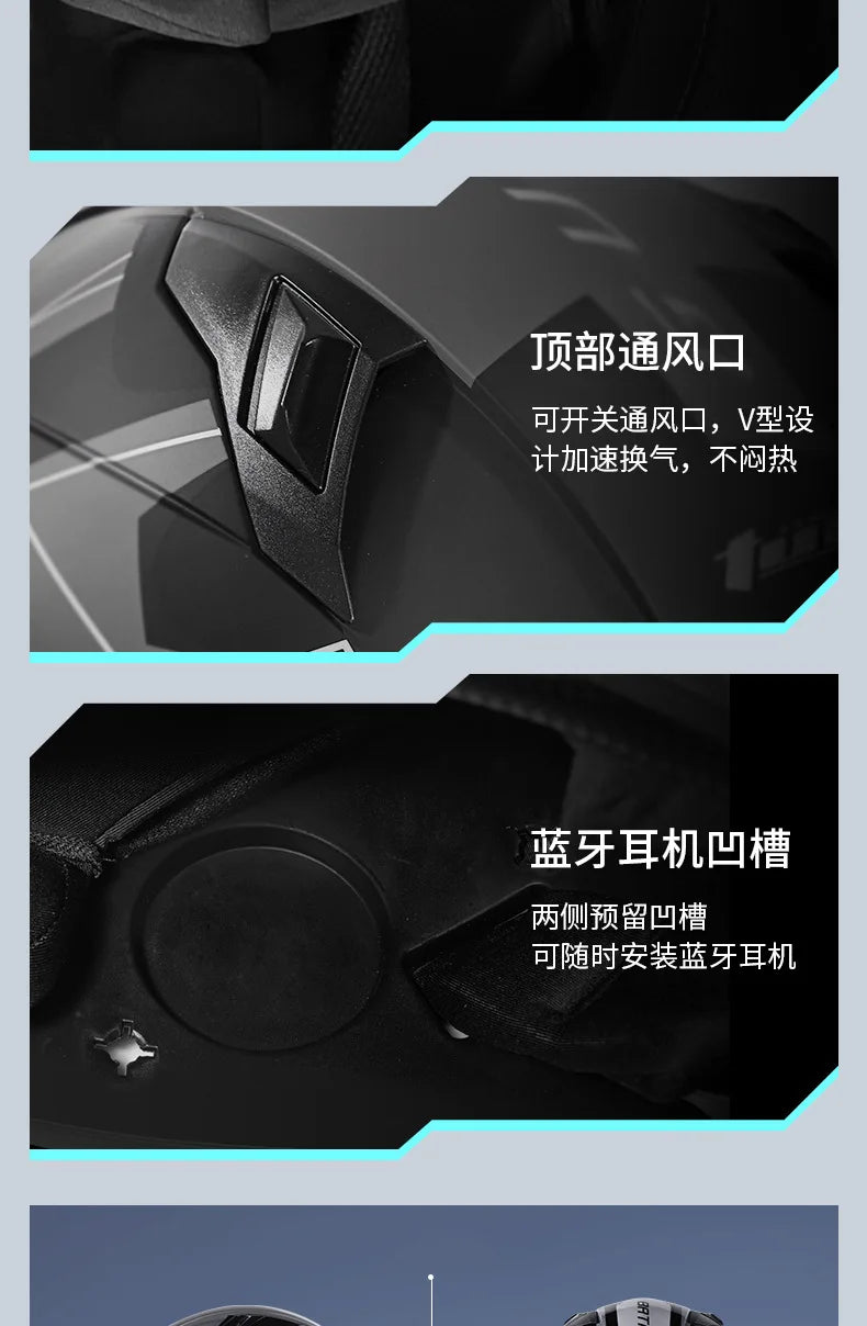 2026 New Motorcycle Helmet Standard DOT Double Mirror Drinkable Water Ghost Face Helmet Cycling Locomotive Full Helmet
