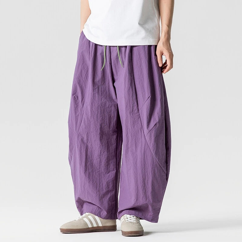 Wide Leg Pants Men and Women summer Light Thin Solid Straight Casual trousers Elastic Waist Harun Pant Loose Oversize Streetwear