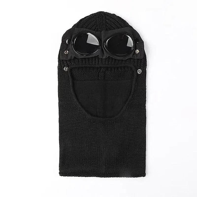 1 Pcs Trendy Autumn Winter Warm Caps Aviator Glasses Men Women Ear Protection Windproof Cycling Full Face Cover Warm Knitted Hat