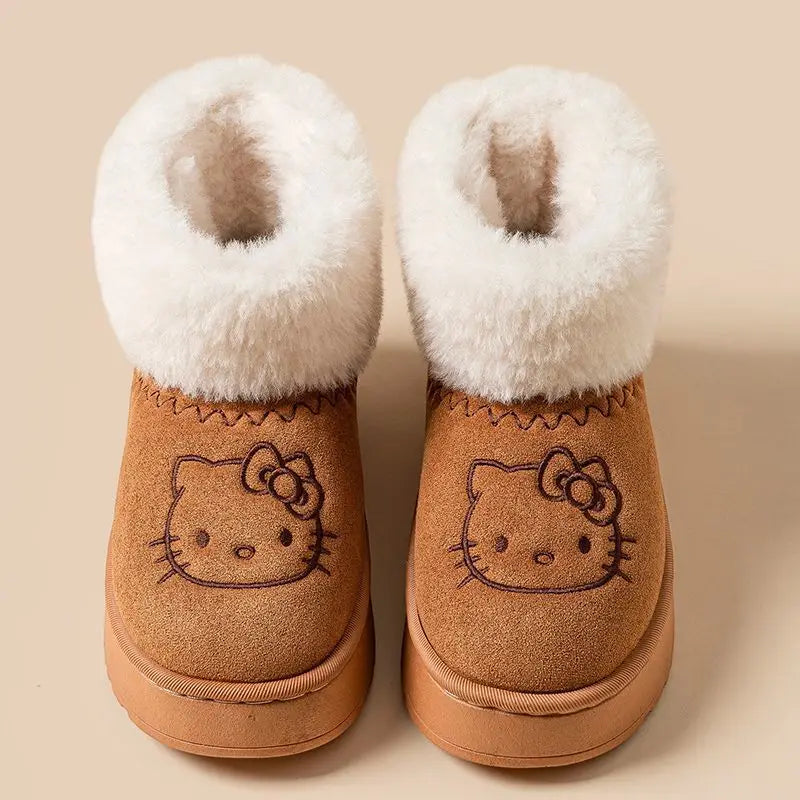Sanrio Hello Kitty Winter Slippers Y2K Cute Cartoon Outdoor Sports Anti-Slip Slipper Casual Home Warm Shoes Universal Use Gift