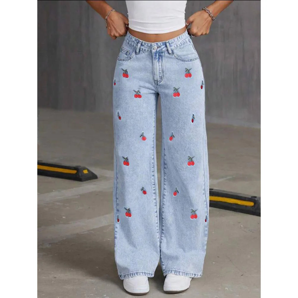 High Waist Loose Straight Wide Leg Denim Pants Women Vintage Casual Drape Long Jeans