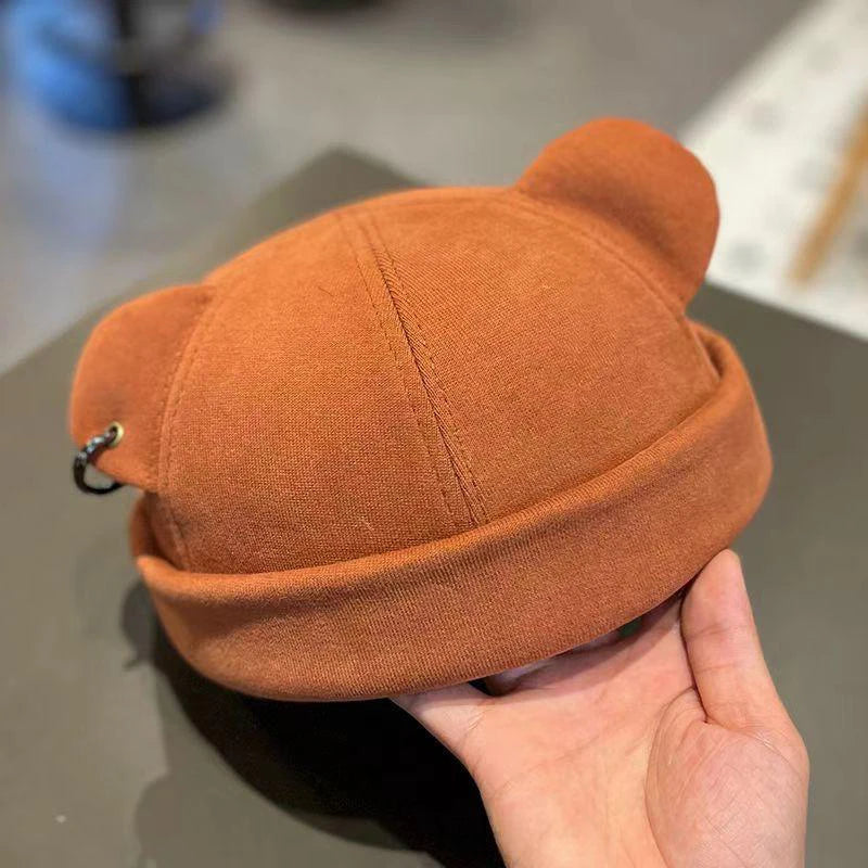 Unisex Cat Ear Cute Dome Caps Men Women Melon Beanie Htas Solid Color Autumn Winter Hip Hop Hat Fashion Korean Version Melon Cap