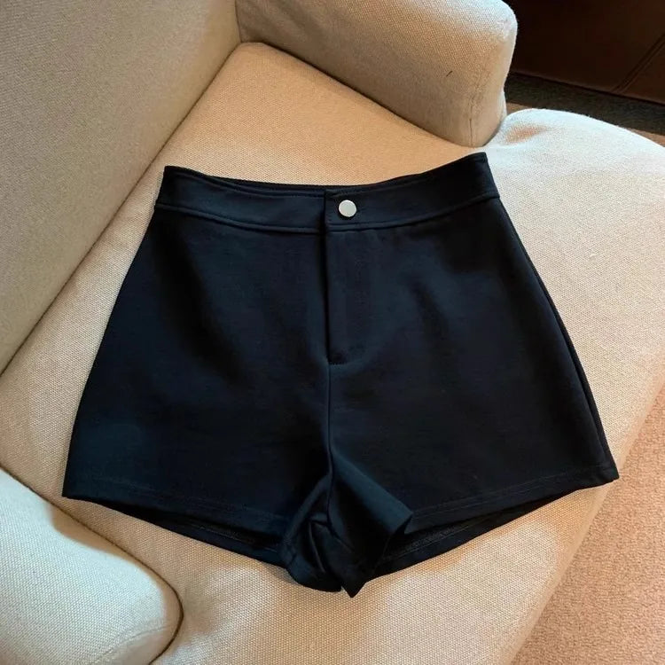 2026 Women's Summer Black Shorts, Thin Breathable High Waist Slim-fit A-line Stretchy Hot Pants for Y2K