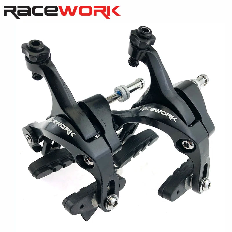 Aluminum Dual Pivot Side Pull Brake Calipers, Front & Rear Road Bike Racing Brakes with Brake Pads