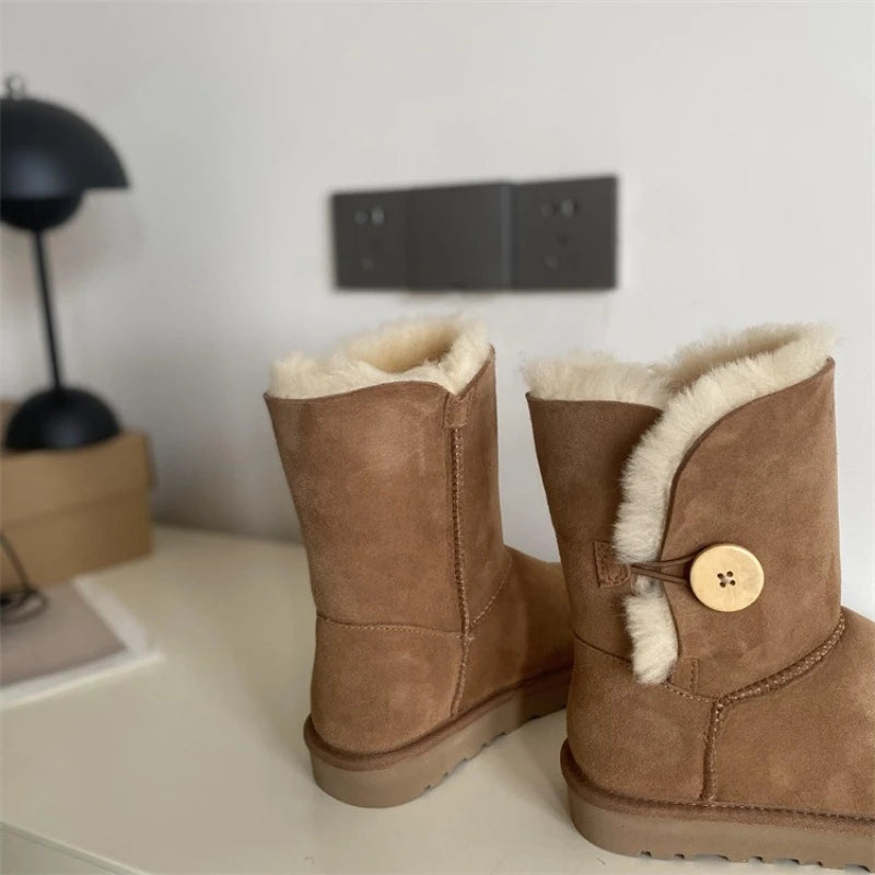 2026 New Design Winter Boots Women Super Mini Real Sheepskin Wool Comfort Warm Natural Fur Shoe Man Classic Snow Boot Size 35-44