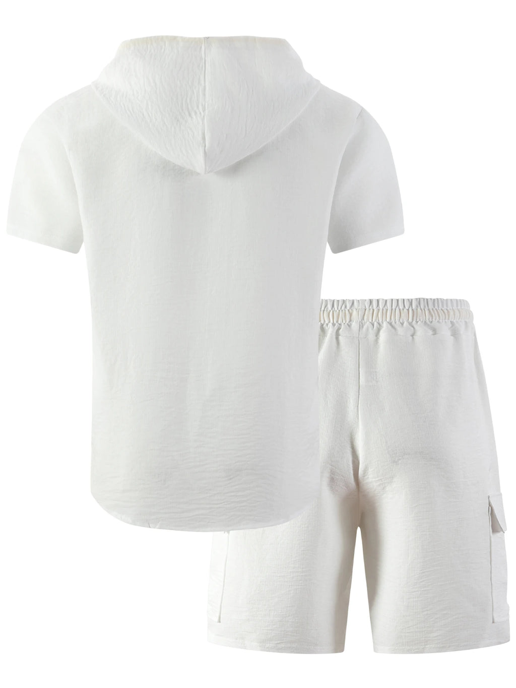 2026 New Men's Summer Casual Suit - Hooded Short-Sleeved Shirt and Drawstring Work Pants Set