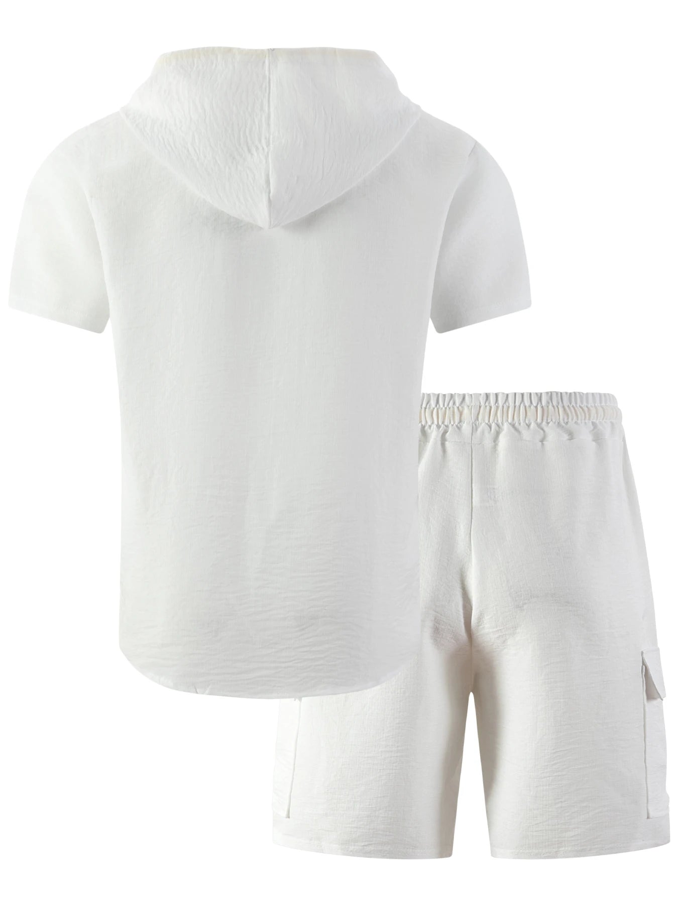 2026 New Men's Summer Casual Suit - Hooded Short-Sleeved Shirt and Drawstring Work Pants Set