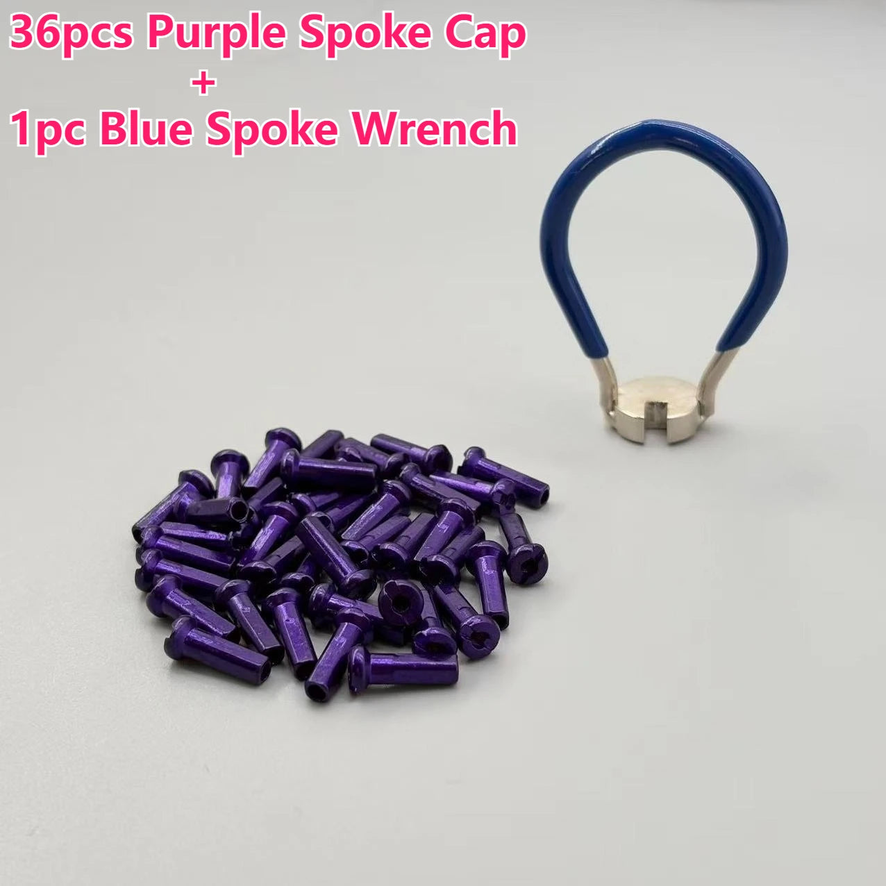 36pcs Bicycle Spoke Cap and 1pc Spoke Wrench Kit for 14G 2mm MTB Road Bike Spokes Wheel Nipples Cap Adjustment Wheel Rim Wrench