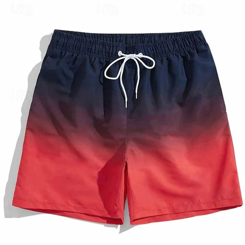 Gradient Graphic Beach Shorts For Men Colorful 3D Printed Board Shorts Summer Casual Holiday Short Pants Loose Surf Swim Trunks