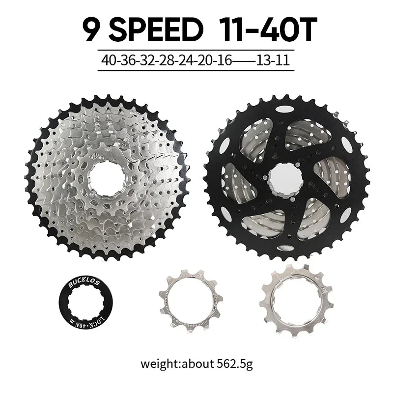 BUCKLOS Bike Cassette 8/9 Speed Bicycle Freewheel 11-25T/28T/32T/34T/36T/40T Road Mountain Bike Cassette for HG Hub Bicycle Part