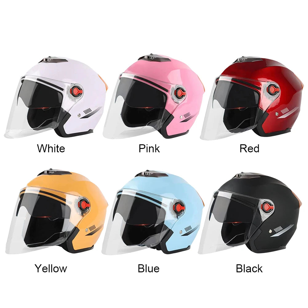 Open Face Motorcycle Helmet with Sun Visor Adult Motorcycle Helmet All Year Use Adults Semi-Open Helmet Woman Men Moto Equipment